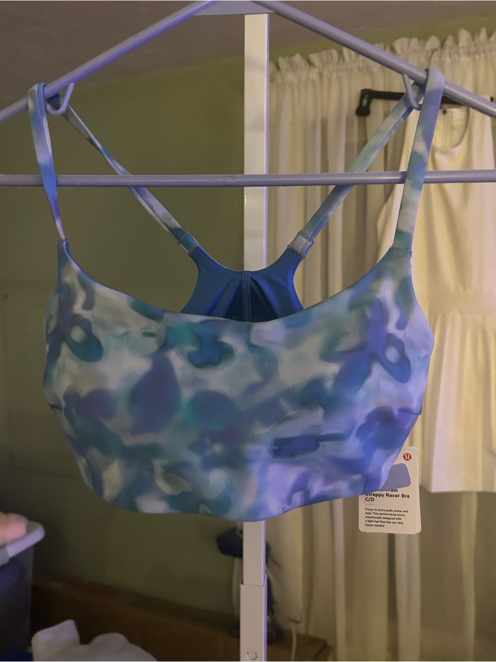 lululemon Wunder Train Strappy Racer Bra in blue & green